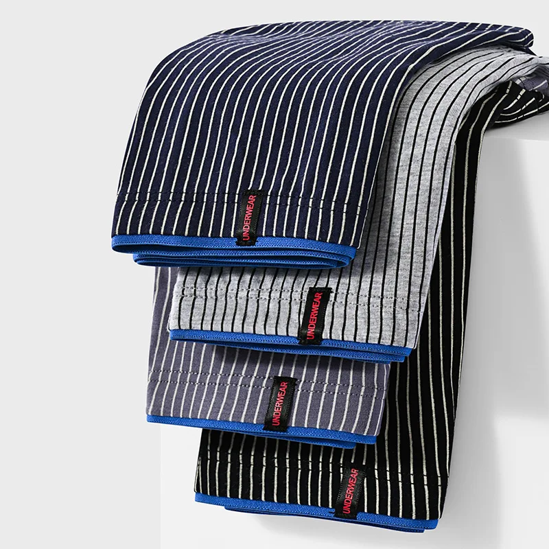 

4Pcs Men's Boxer Shorts Striped Panties Man Underwear Cotton Short Homme Underpants Male Sexy Lingerie Cuecas Wholesale lots