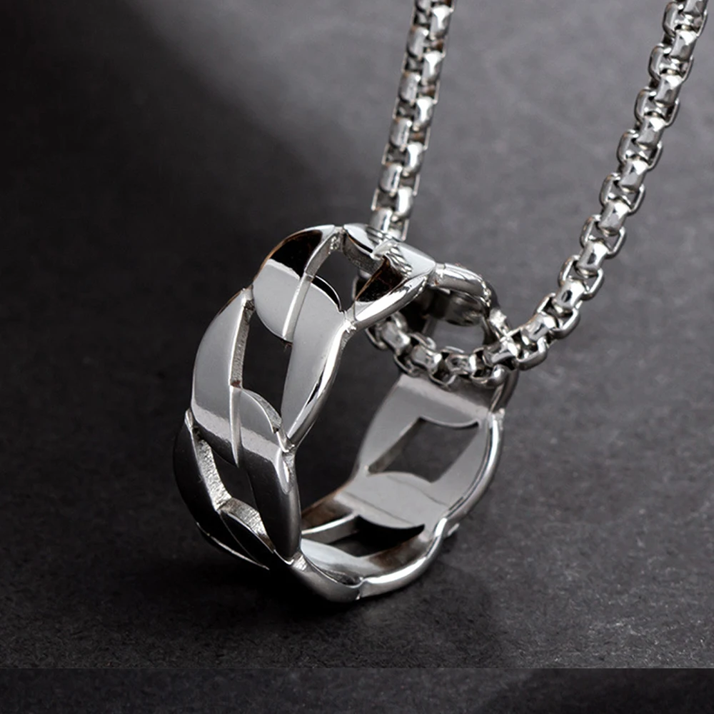 

2023 New Fashion Simple Chain Shape Titanium Steel Pendant Punk Hip Hop Style Necklace Jewelry Gift