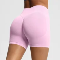 Seamless Yoga Shorts Women Fitness Sports Biker Shorts Low Ribbed Band Gym Shorts Workout Tights Scrunch Butt Short Leggings