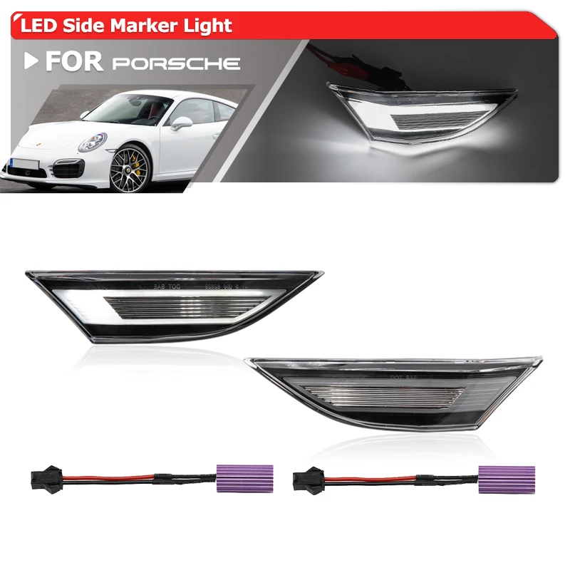 Per Porsche 911 991 Carrera S Gts Targa 4 4S Gtr Gt2 Rs 981 982 718 Boxster Cayman White Led Fender Side Marker Luci Di Parcheggio