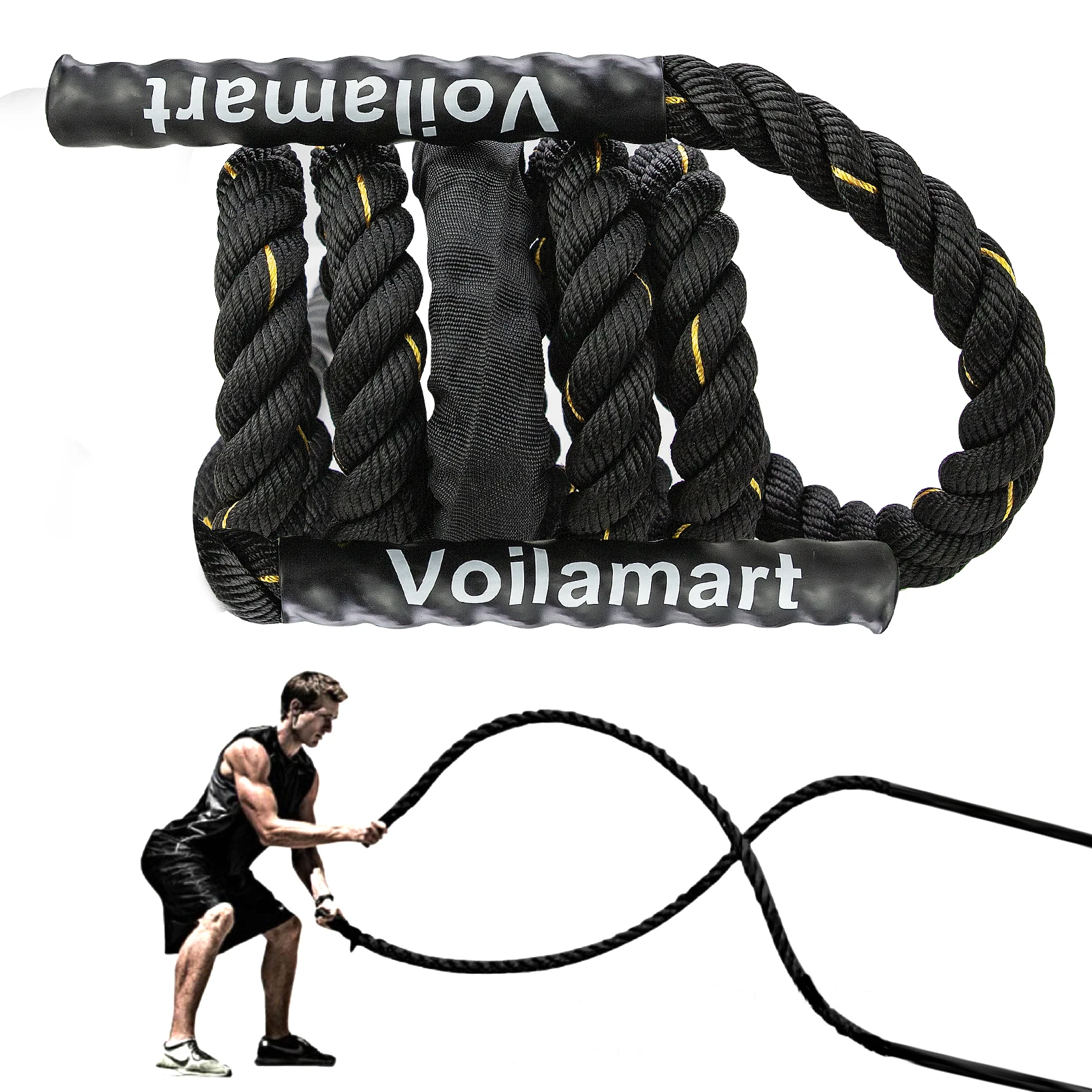 

Voilamart 3LB-5LB/10FT Heavy Jump Rope Crossfit Weighted Battle Skipping Ropes Power Improve Strenght Training Fitness Home Gym