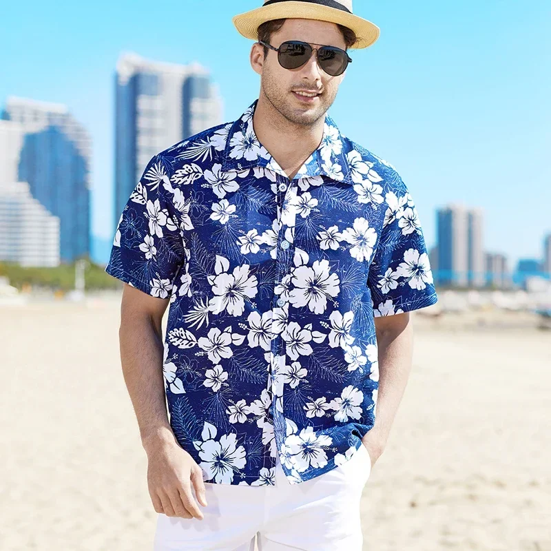 Fashion Mens Hawaiian Shirt Male Casual Colorful Printed Beach Aloha Shirts Short Sleeve Plus Size 5XL Camisa Hawaiana Hombre 2