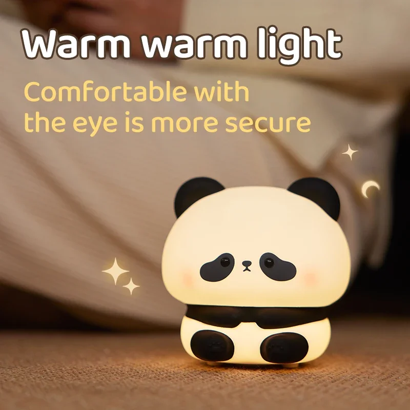 Mini Led Light Panda LED Night Light Cute Silicone USB Rechargeable Touch Lamp Bedroom Timing Lamp Decoration Children's Gift