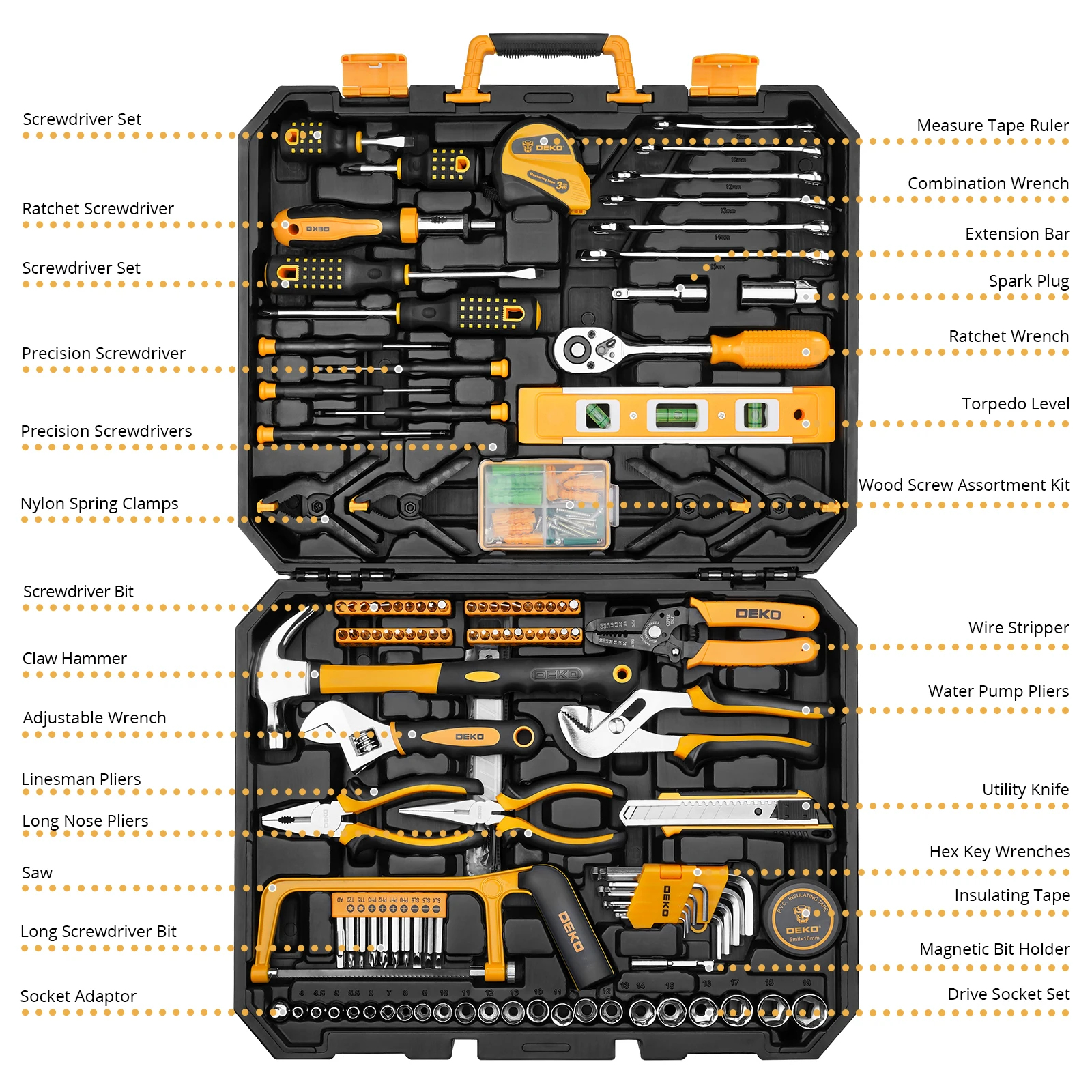228Pcs Socket Wrench Auto Repair Tool Set with Plastic Toolbox