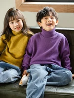 Children's Thick Pure Wool Turtleneck Pullover Boys Girls Kid 100% Australian Merino Heavy Sweater Teenager Tops Jumper Winter 1