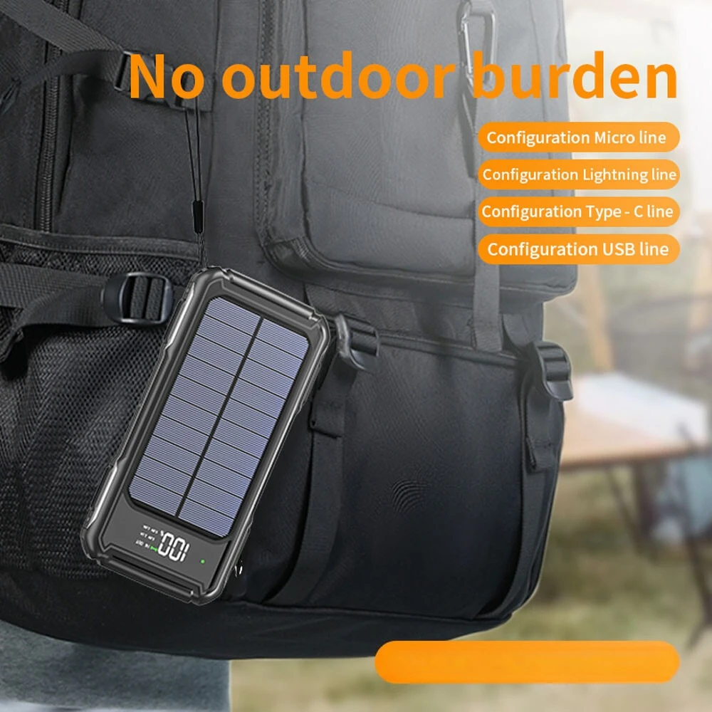 20000/10000mAh 4 Output Portable Charger Solar Power Bank For Cell Phone 5