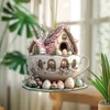 Easter Coffee Cup Ornaments Cartoon Bunny Egg House Coffee Mug Decorative 2D Acrylic Ornaments 2025 Spring Party Supplies NEW 2