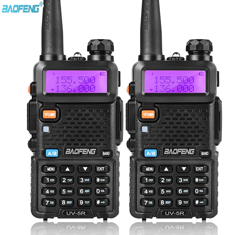 2 Pz Talkie Walkie Baofeng Uv 5R Con Auricolare Scanner Di Comunicazione Radio Station De Peche Fm Am Bidirezionale Radio Boafeng Walkman