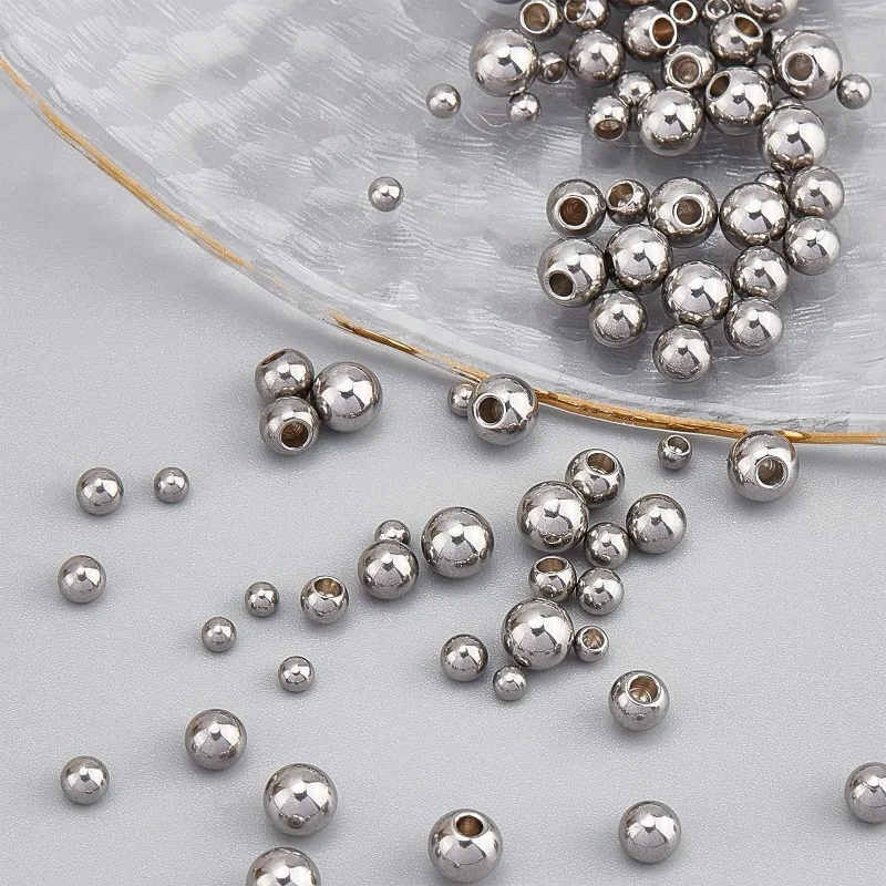 120Pcs 4 Sizes Memory Wire End Caps Stainless Steel Bead Cord End Caps Round Half Drilled Beads Ball Cord Terminators