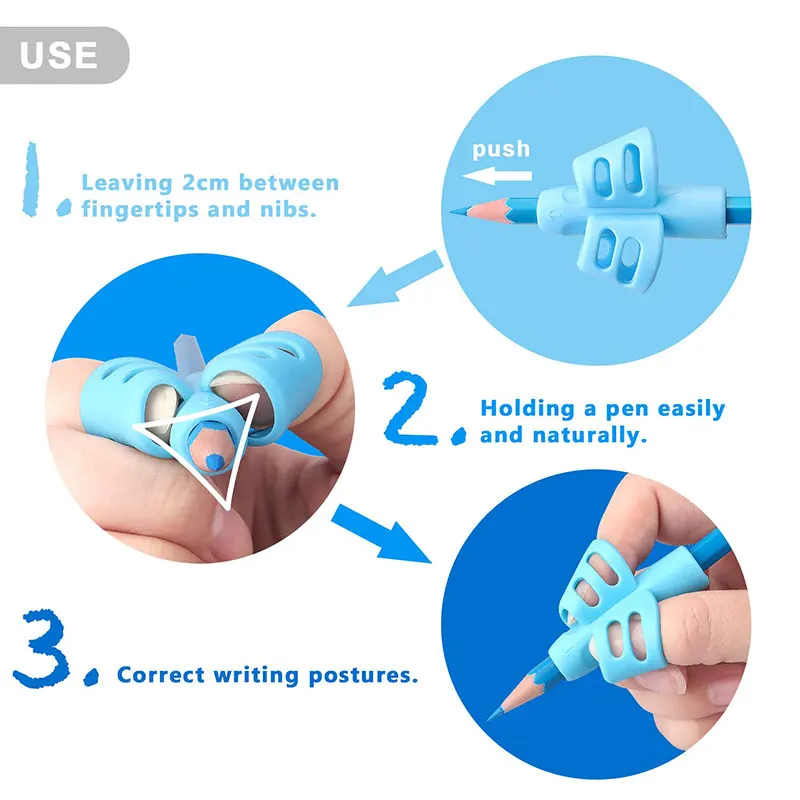 Pencil Handle Rod Grips pen Holder Grip for Kids Cute Hand writing Aid Trainer Posture Correction Pen Finger Holder 6