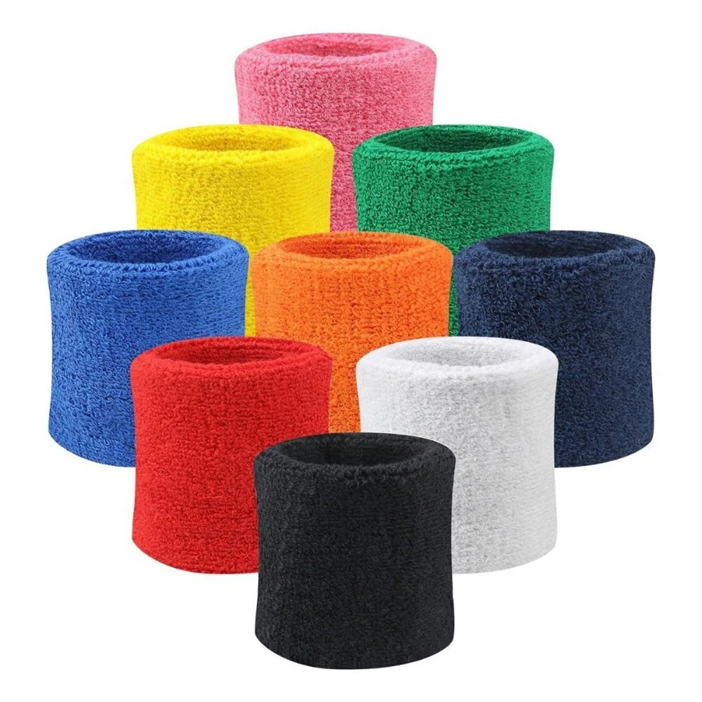 

2PCS Colorful Unisex Sport Sweatband Wristband Cotton Wrist Protector Running Badminton Basketball Brace Terry Cloth Sweat Band