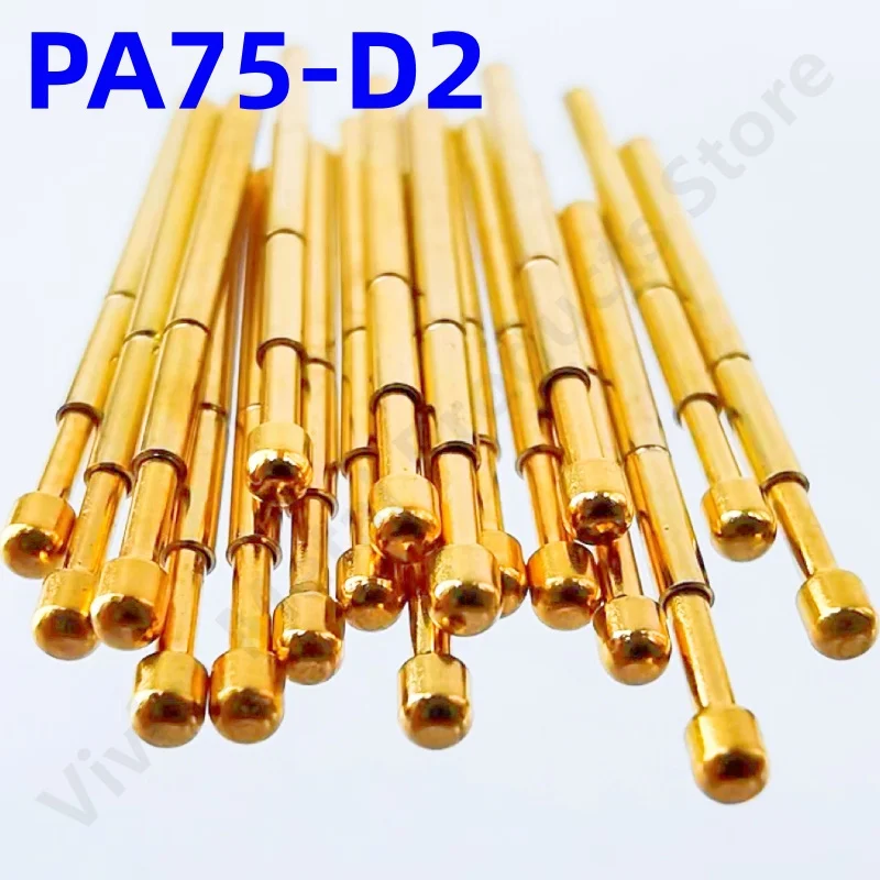 100PCS PA75-D2 Spring Test Probe PA75-D Test Pin Test Tool 17.0mm Dia1.02mm Gold Needle Tip Dia 1.3mm Pogo Pin P75-D P75-D2