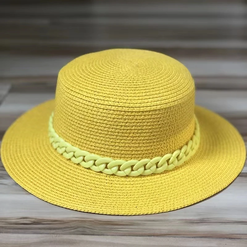 Women's summer hat green yellow purple straw hat wide-brimmed