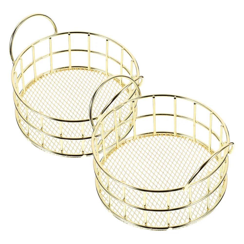 2Pcs 강력한 금속 철 바구니 고양이 귀 모양 데스크탑 스토리지 주최자 펜 젓가락 스낵 과일 메이크업 홈 오피스 사용