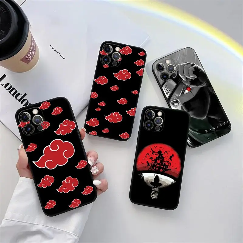 

Anime A-Akatsukis Uchihas Hatakes Red Clouds Phone Case for iPhone 11 15 Pro Max Case 14 Plus 13 Pro 12 XS XR 7 8 TPU Soft Cover