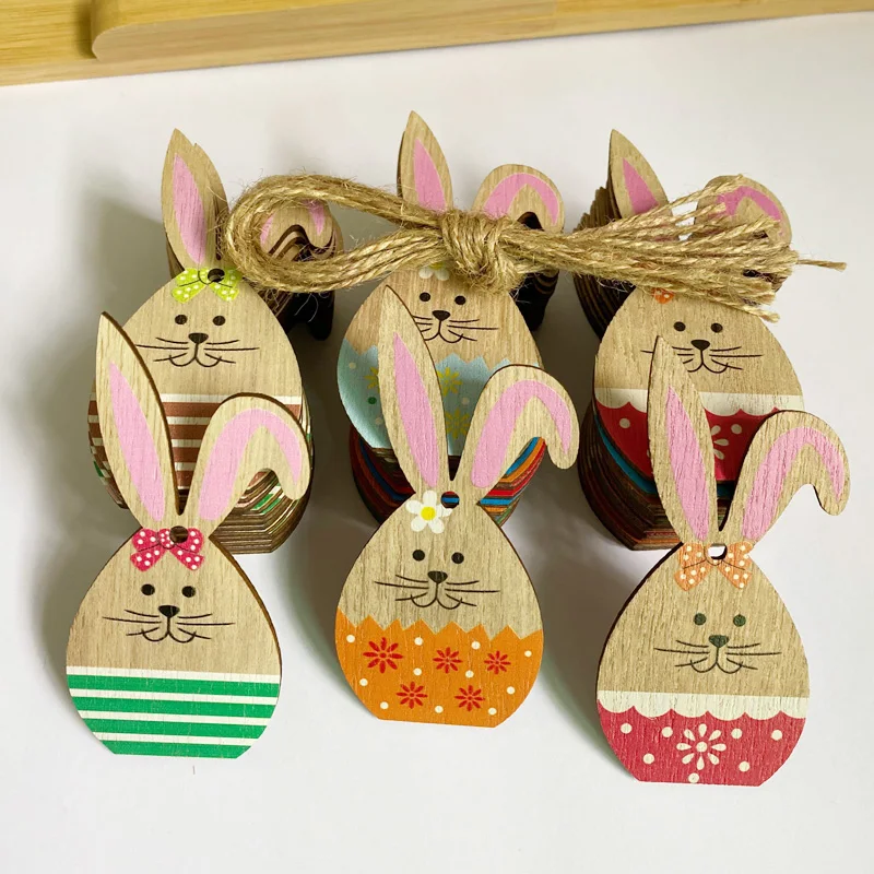 24 Decorazioni Primaverili In Legno Da Appendere – Coniglietti, Uova, Fiori E Farfalle, Con Corda Di Iuta, Per Albero Di Pasqua E Pareti