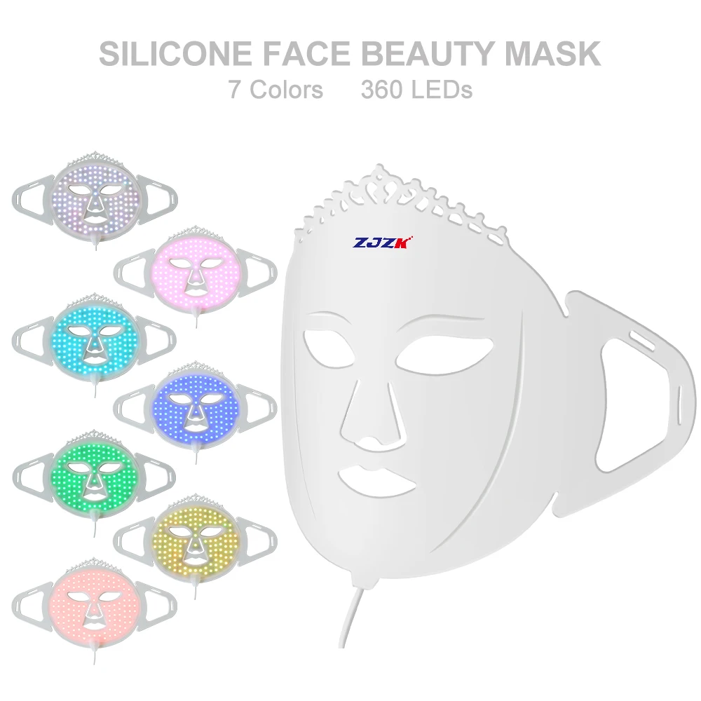 

3D Silicone Facial Mask 7 Colors LED Photon Therapy Face Massager Skin Rejuvenation Anti Acne Wrinkle Removal Skin Care Mask