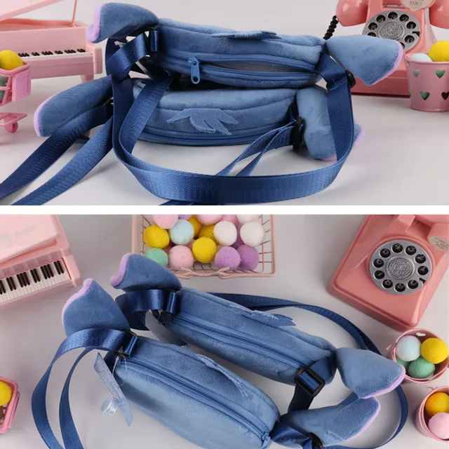 Disney Peluche Stitch Messenger Bag Kawaii Peluches Anime Plush Backpacks for Girls Dolls Soft Handbags Plush Toys for Children 5