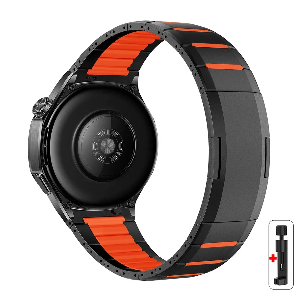 Premium Steel Watch Strap with Silicone Band - Elegant and Versatile Bracelet in 46mm Size