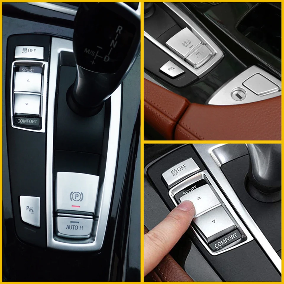 Par De Botones De Freno De Mano Automático Para BMW Serie 5 F10/F18 2011-2017 - Cromo, 1 Año Garantía