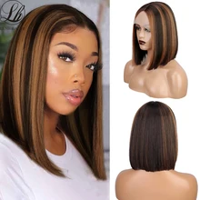 

Highlights Synthetic Bob Wigs Short Straight T Part Lace Front Wigs for Women Black Ombre Blonde Bob Wigs Heat Resistant Wigs