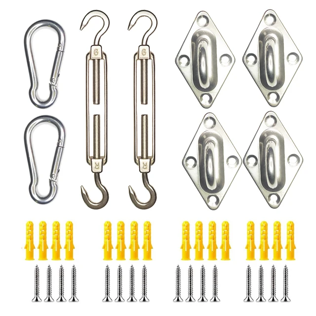 Shade Sail Hardware Kit, 304 Rozsdamentes Acél Készlet Négyzet Alakú/Téglalap Árnyékos Vitorla, Rögzítőelemes Felszerelés A Kerti Medencéhez