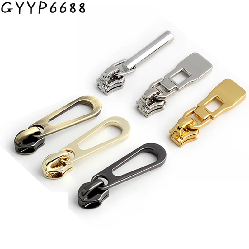 10-50-100PCS 5# Nylon And Metal Zipper Sliders For Sewing Bags Clothes Pocket Suitcase Zips Head Puller Repair Kit Accessories 10 30 50pcs 5 nylon zipper puller sliders for sewing clothes handbags bags decorative zip head diy replacement kit accessories