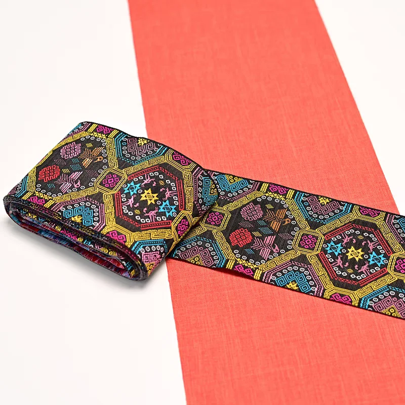 2yard Hmong Embroidery Jacquard Webbing Ethnic Lace Trim 10cm Ribbon Tribal Tibet Thai Lao Miao Dress Slav Home Textile Decor