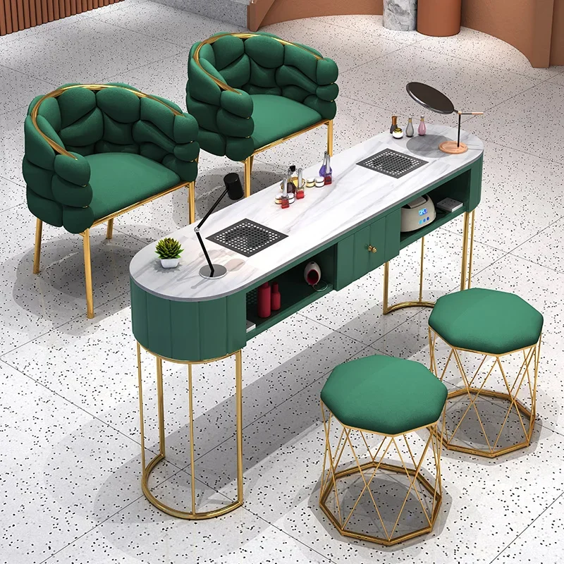 

Nail Table Economy Nail Shop Table and Chair Set Japanese Light Luxury Single Double Table