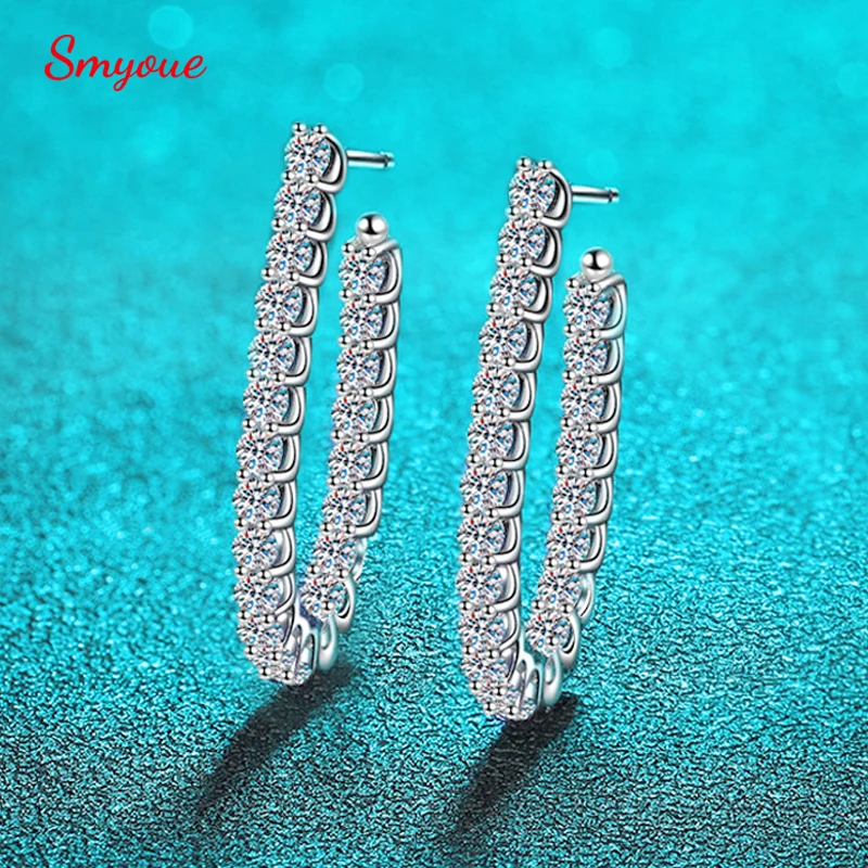 

Smyoue Certified 2.3mm All Moissanite Hoop Earrings for Women Luxury Sparkling Lab Diamond Original S925 Sterling Silver Jewelry