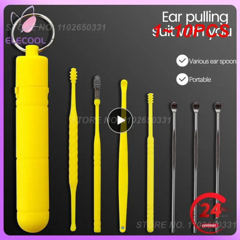 

1~10PCS set Stainless Steel Ear Picking Tools Ear Wax Remover Cleaner Ear Cleaning Spoon Ear Protector Ear Picker Earpick Sticks