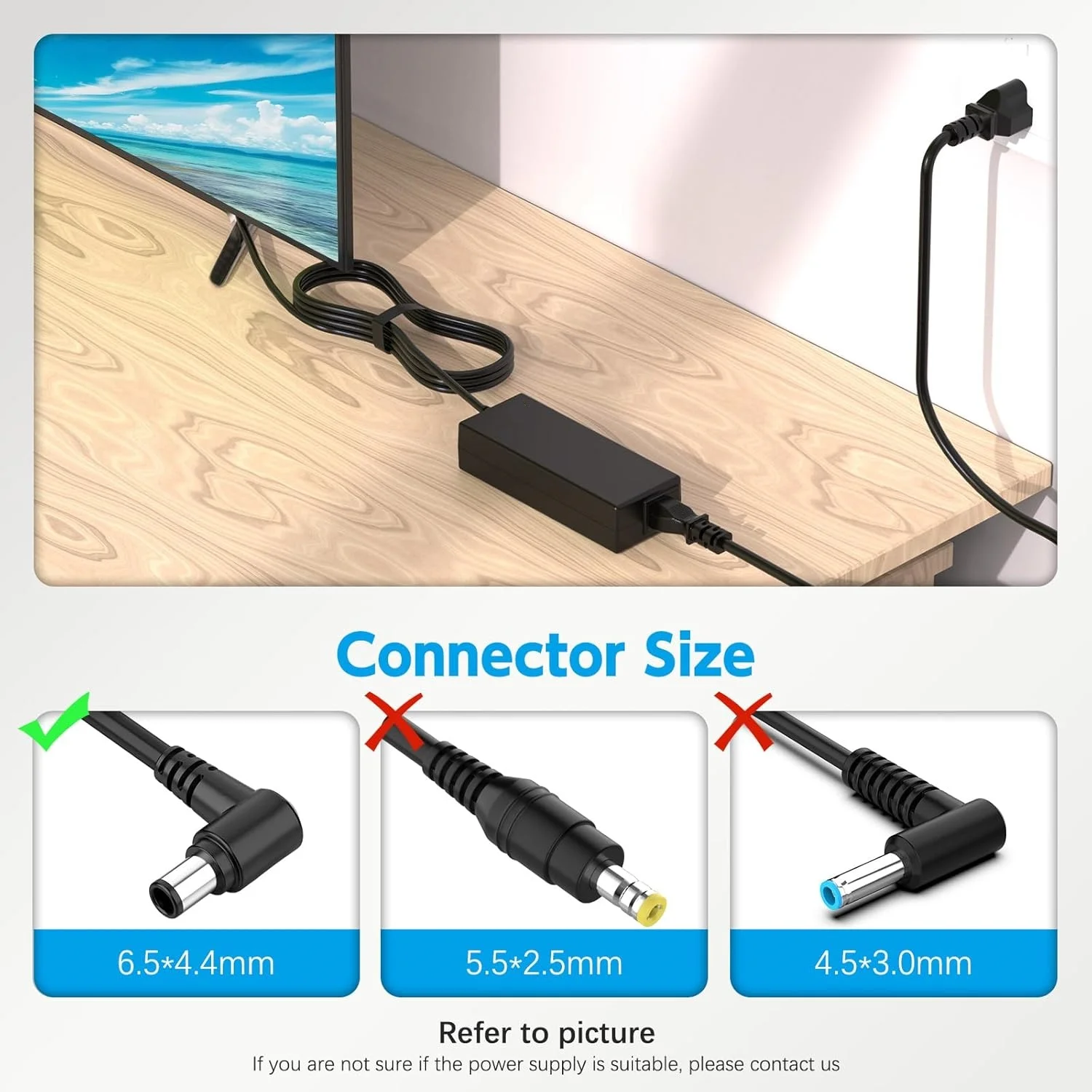 19.5V Power Adapter Cord For Sony Bravia TV KDL-40W600B, KDL