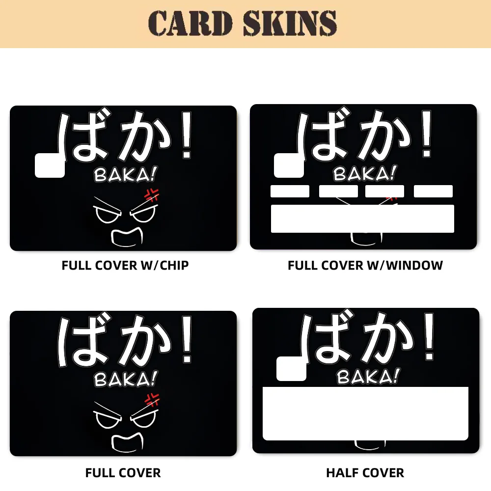 BAKA Stickers 4pcs PVC Card Skin Stickers for Bank Card Bus Metro Case Decorate Gift