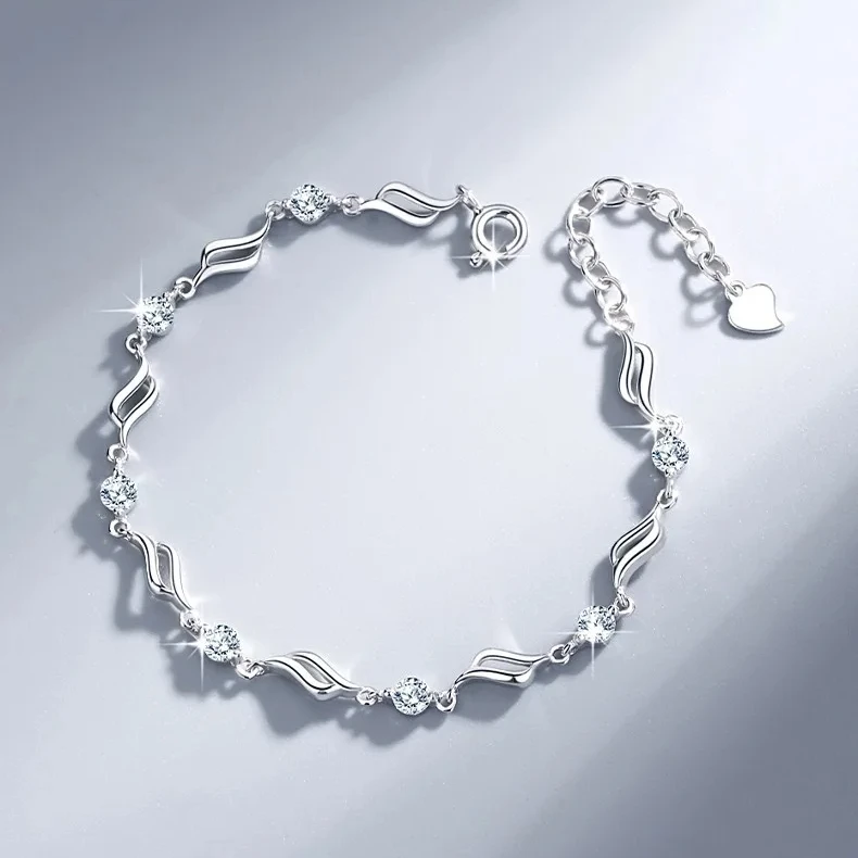 Pulsera De Plata De Ley 925 Con Forma De Corazón Y
