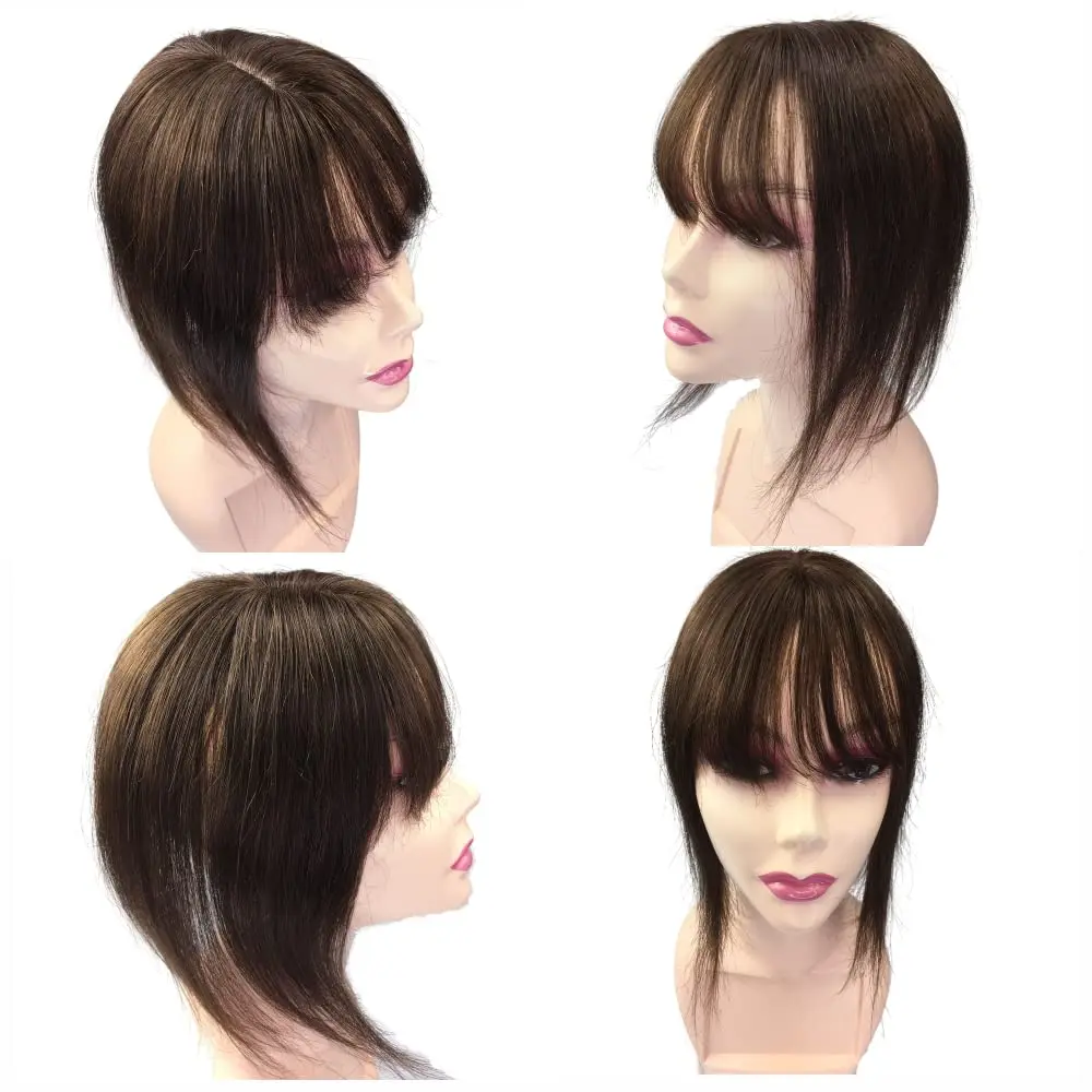 Human hair wig Human hair toppers Anemone human hair toppers clip bangs fringe hair volume Brazilian straight non-remy air bangs for loss machine