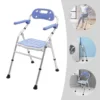 Shower Chair for Seniors Foldable Shower Stool with Side Handles and Backrest Height-Adjustable Shower Seat for Pregnant Women 2