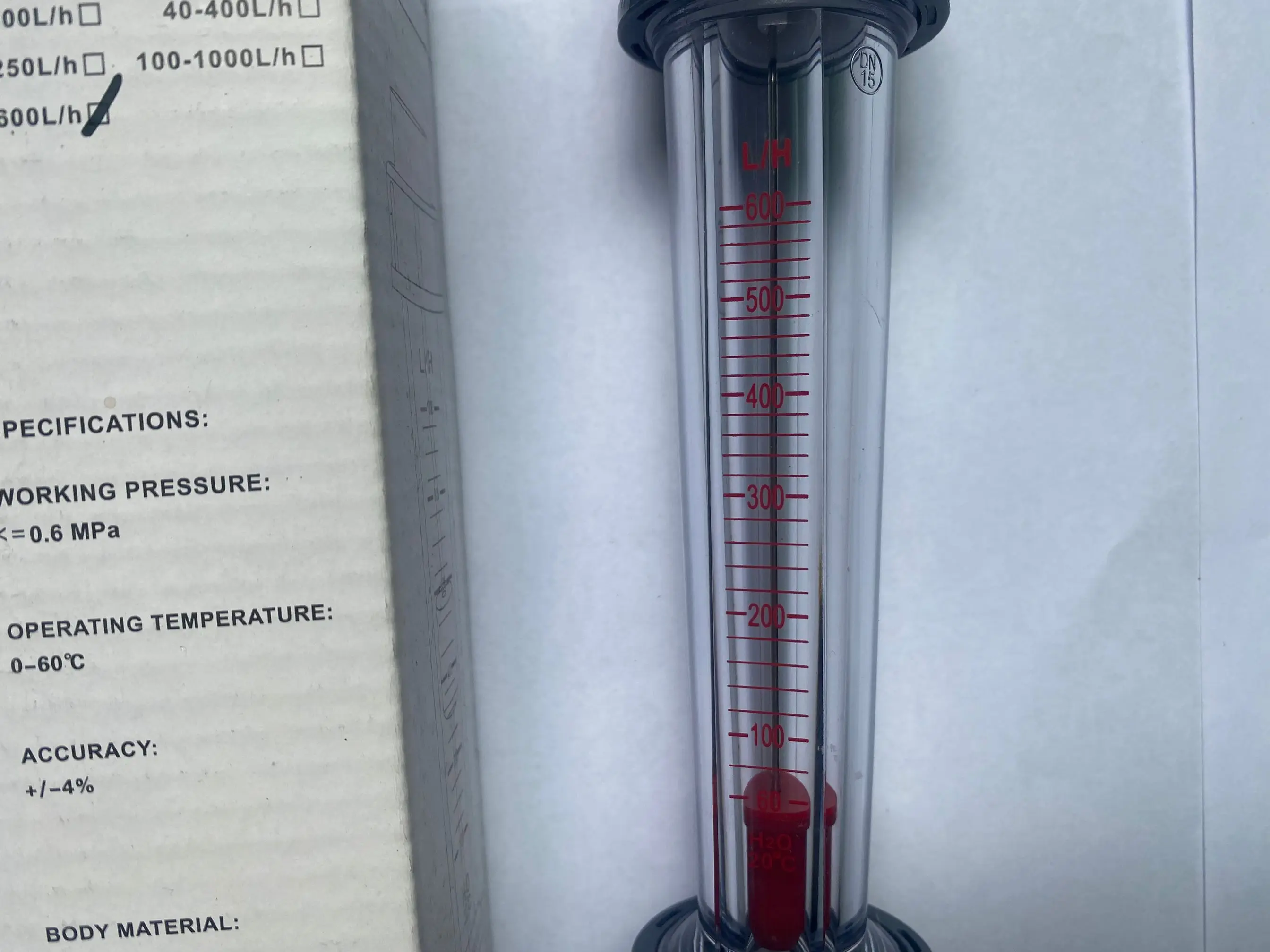 Water flow switch Rotameter Flow Measuring Instruments Water Testing Meter Tube 202mm LZS-15 60-600L/H Plastic Tube Liquid
