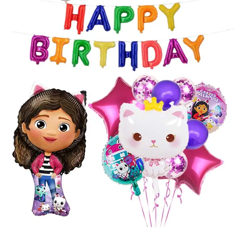 

Dollhouse Gabby And Cat Balloon Girl Gift Happy Birthday Party Supplies Decoration 32inch Number Toy Baby Shower Home Event