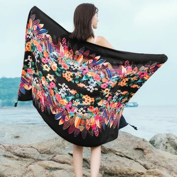 20 styles 90x180cm Cotton linen Summer Beach Dress Bikini Cover-ups Sarong Wrap Scarf Women Brazilian Swimsuit Bathing Cover Up 1