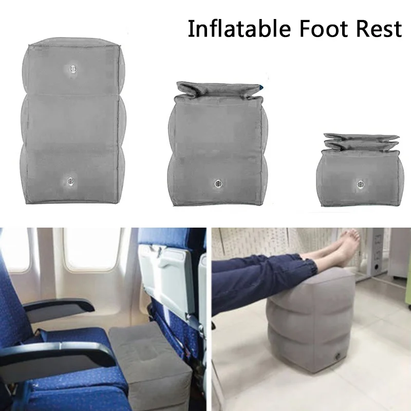 

Inflatable Foot Rest Pillow Car Home Office Universal Footrest Height Adjustable Soft Flocking Fabric Adult Child Foot Pad