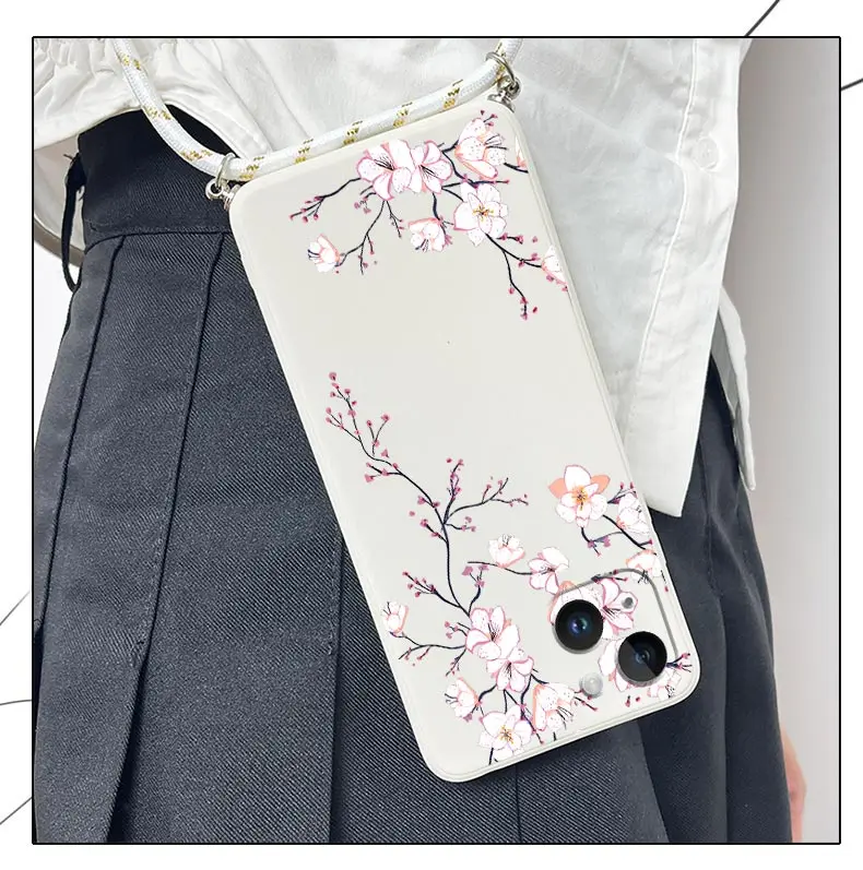 1 3 zarte Blumen Lanyard Silikon Handy hülle für iPhone 13 11 12 15 14 pro max x xs xr xsmax 6s 8 7 6 14 15 plus Abdeckung – Detail 4