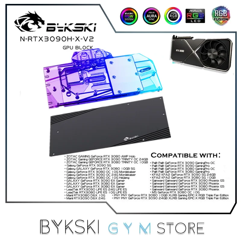 Bykski 3090 Gpu Water Block Per Nvidia Zotac Palit Inno3D Galax Founder Edition Rtx 3090 3080 Scheda Grafica, N-Rtx3090H-X-V2