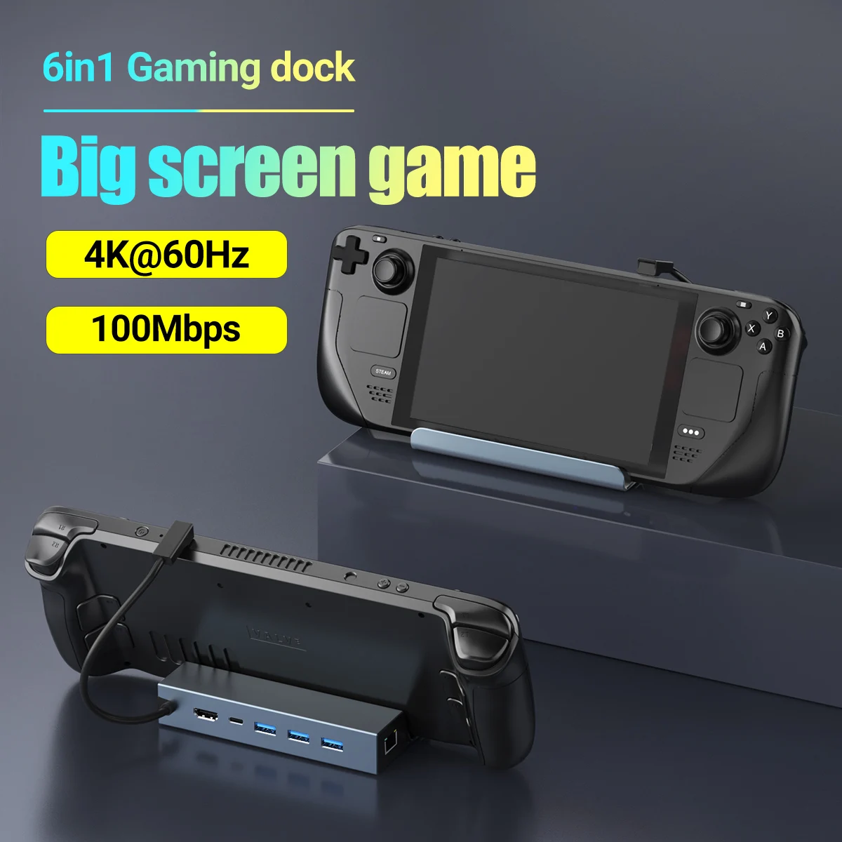 Steam Deck Docking Station with 100w Fast Charging Dock 4K