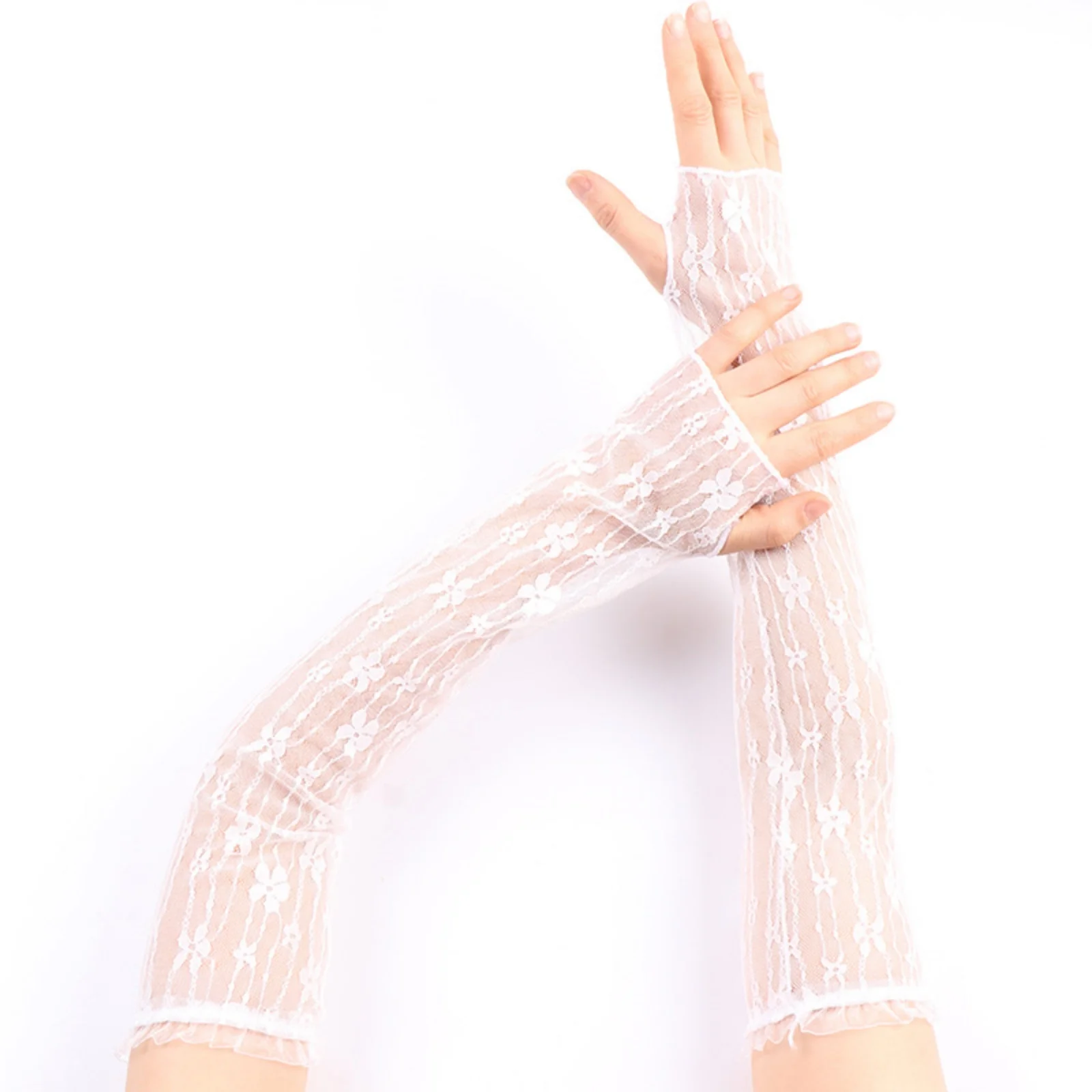 2PCS Black Lace Arm Sleeves,Sheer Floral Pattern Long Gloves,Elegant Retro-Style Arm Warmers For Women, Stylish Party Daily Wear