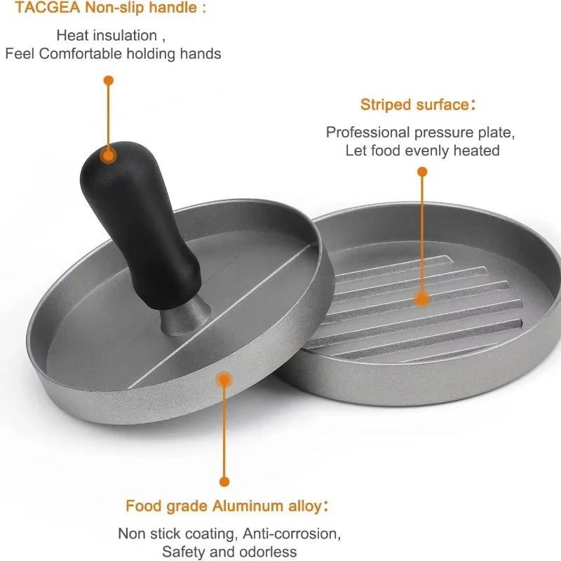 Burger Press Non-Stick Hamburger Patty Maker Aluminum Maker For Kitchen BBQ Grill Hamburger Press Cooking Tool Wax Paper