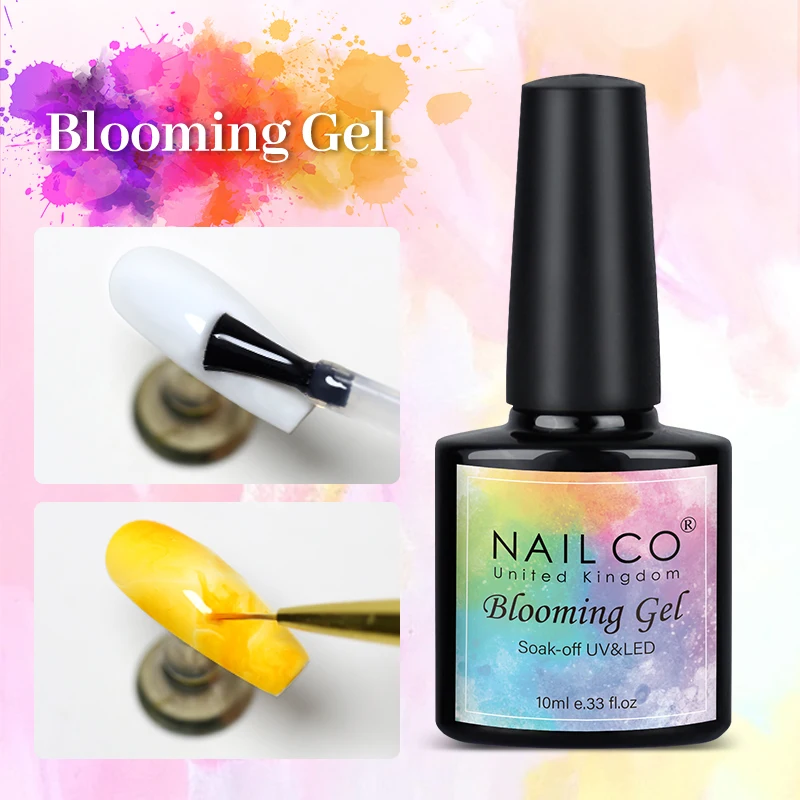 NAILCO 블루밍 젤, UV 플라워 수채화 젤, 광택제 바니시, 블라썸 네일 아트, 투명 매니큐어 효과, 네일 접착제, 10ml
