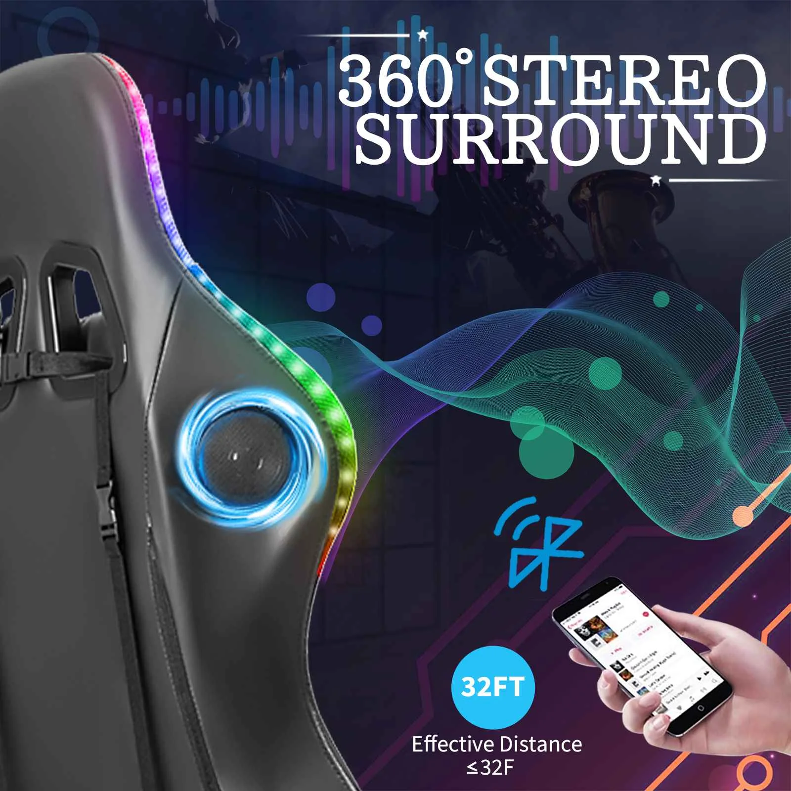 Gaming Chair Bluetooth Surround Sound 4