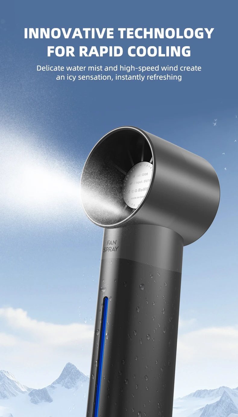 Description Picture 4 of itemSpray Mini Handheld Turbine Fan Water Replenishing Outdoor Camping Dormitory Household Portable USB Summer Cooling