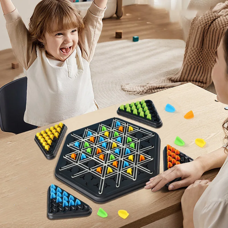 Geometry Chain Triangle Chess Puzzle Game Toy Board Game Logical Thinking  Rubber Band Game Party Family Interactive Battle Set - 2