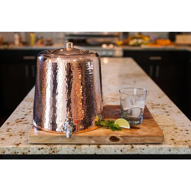 Sertodo Copper Niagara Water Dispenser 100% Pure Copper,Heavy Gauge,Hand Hammered 2+ Gallons Capacity,Holds 2-5 Gallon Water 5